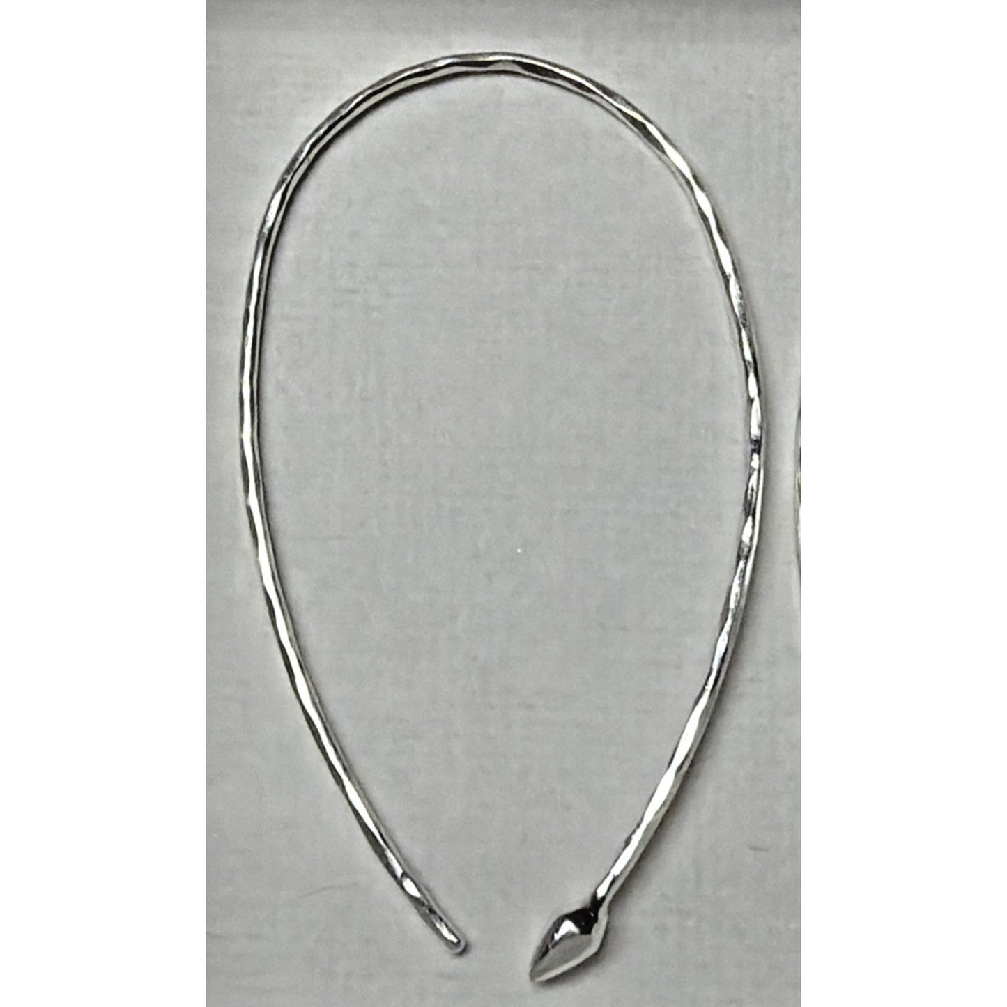 Minimalist Sterling Silver Hammered Teardrop Hoop Threader Long Earrings