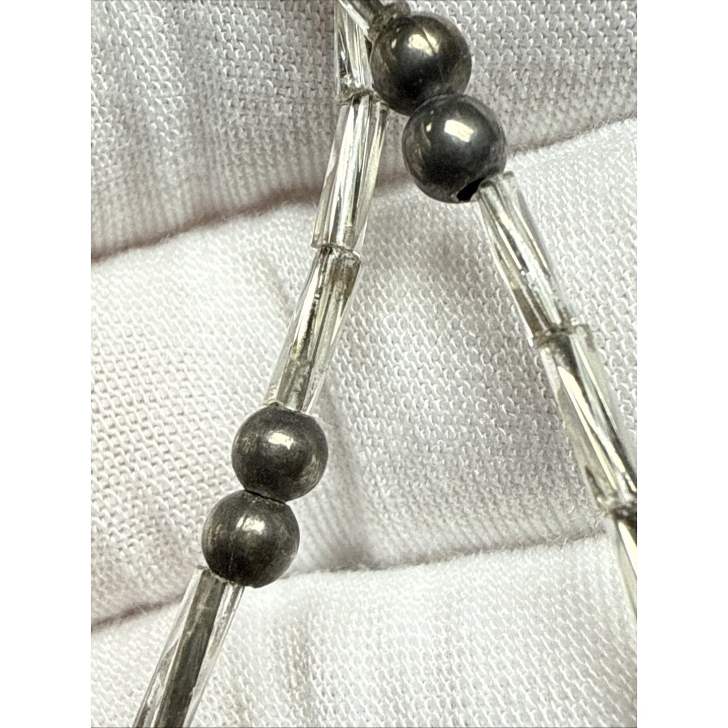 Vintage Twisted Liquid Silver Bead Ball Necklace