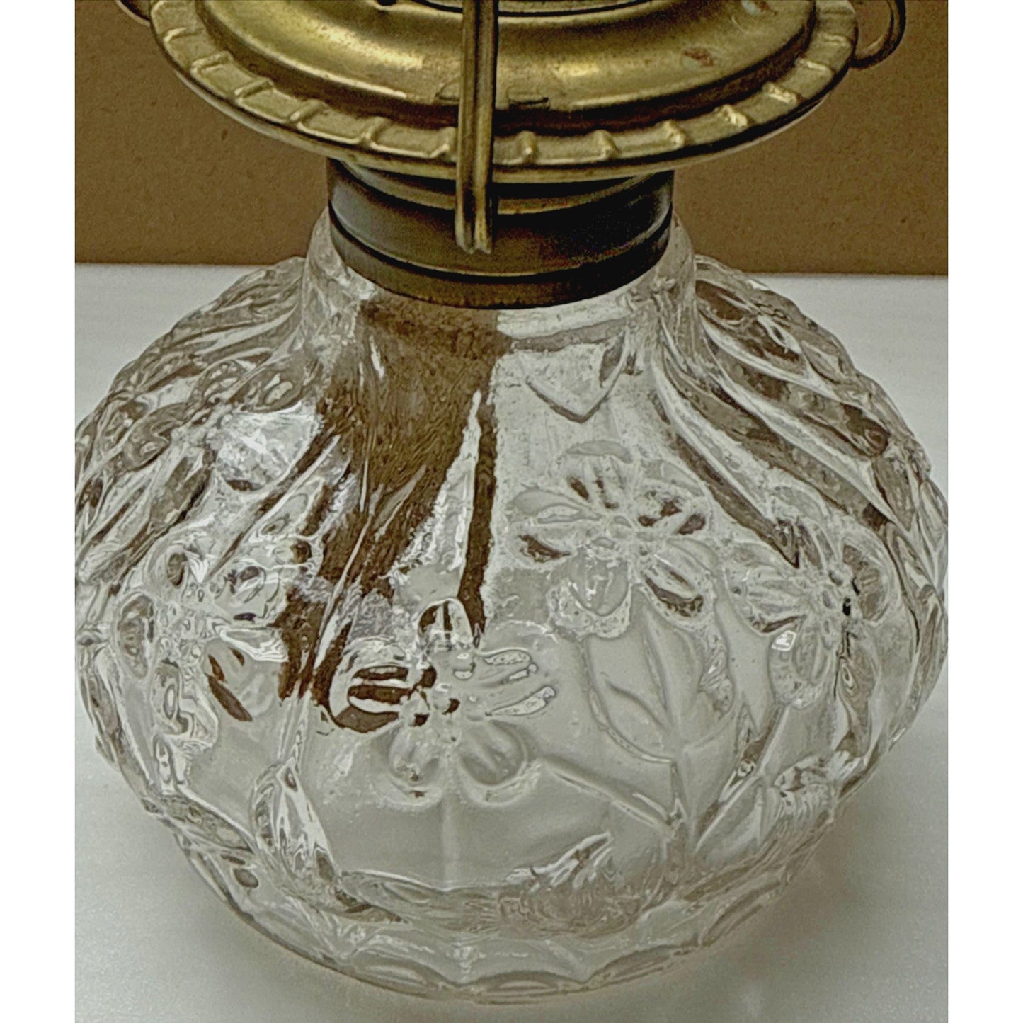 Antique EAPG Plume Atwood Triple Flower Forget Me Not Mini Oil Lamp Eagle Mfg Co