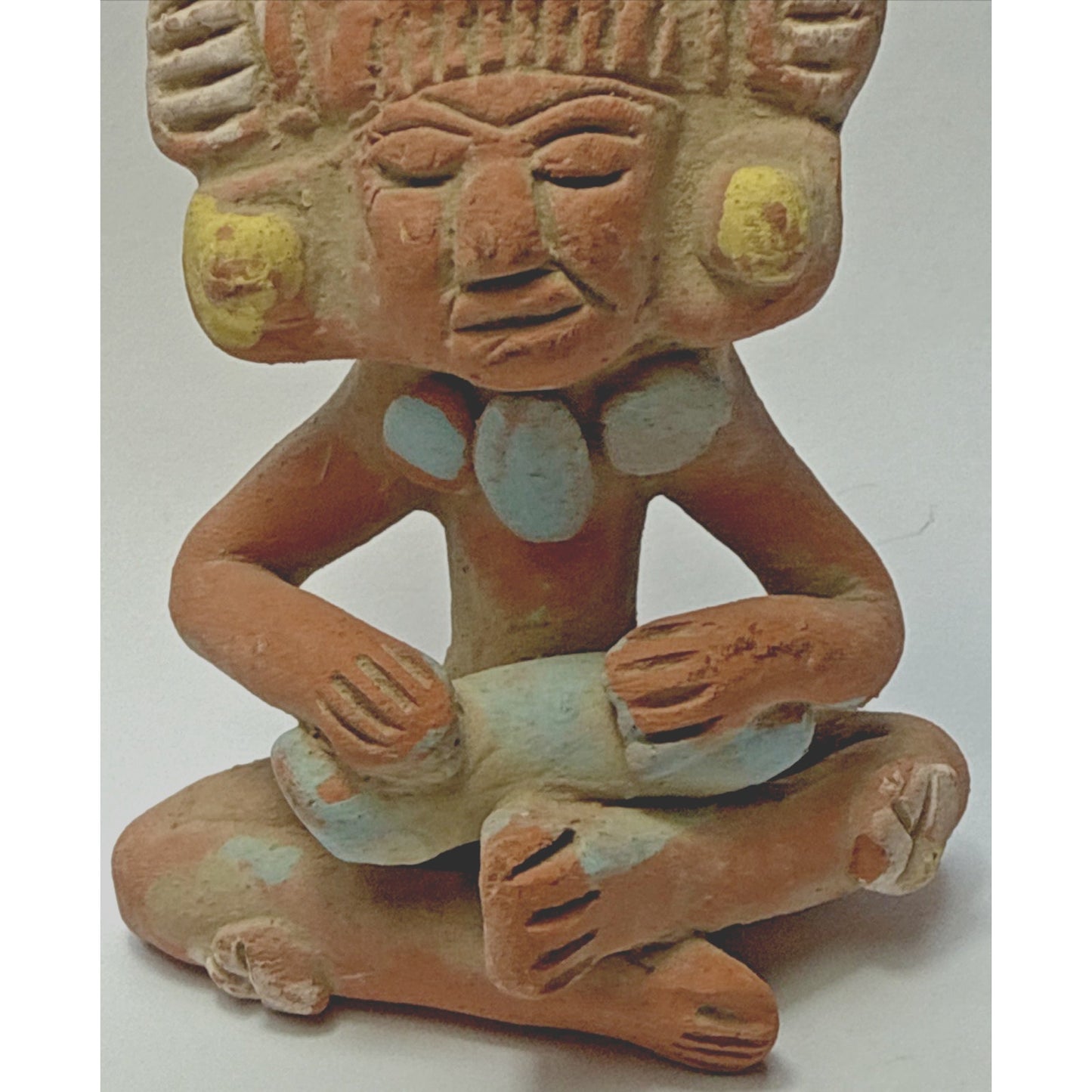 Vintage Native Pottery Aztec Maya Clay Figurine Warrior Inca Painted