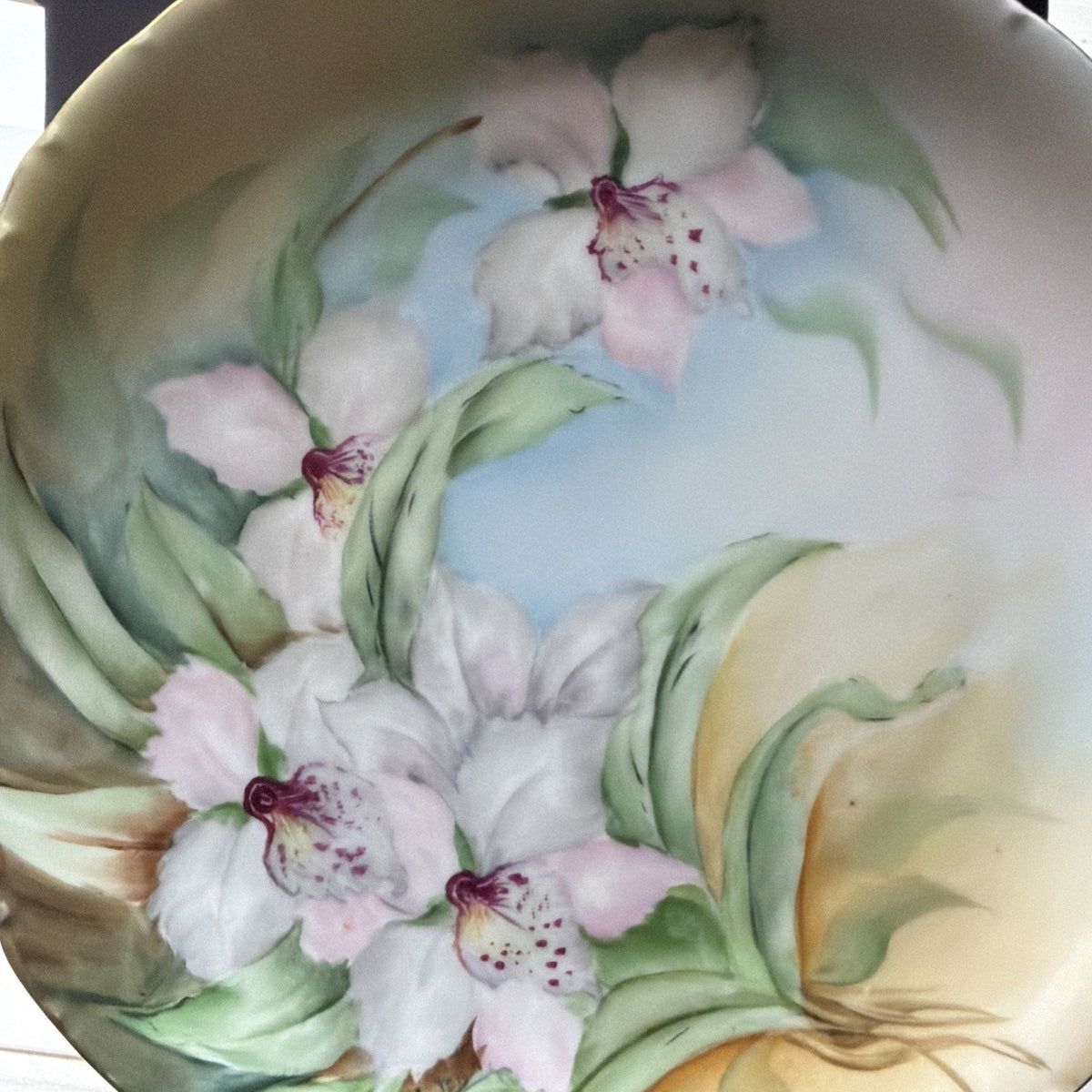 Antique Rosenthal Bavaria Hand Painted Lily Flower Plate Signed Gates Pink Green