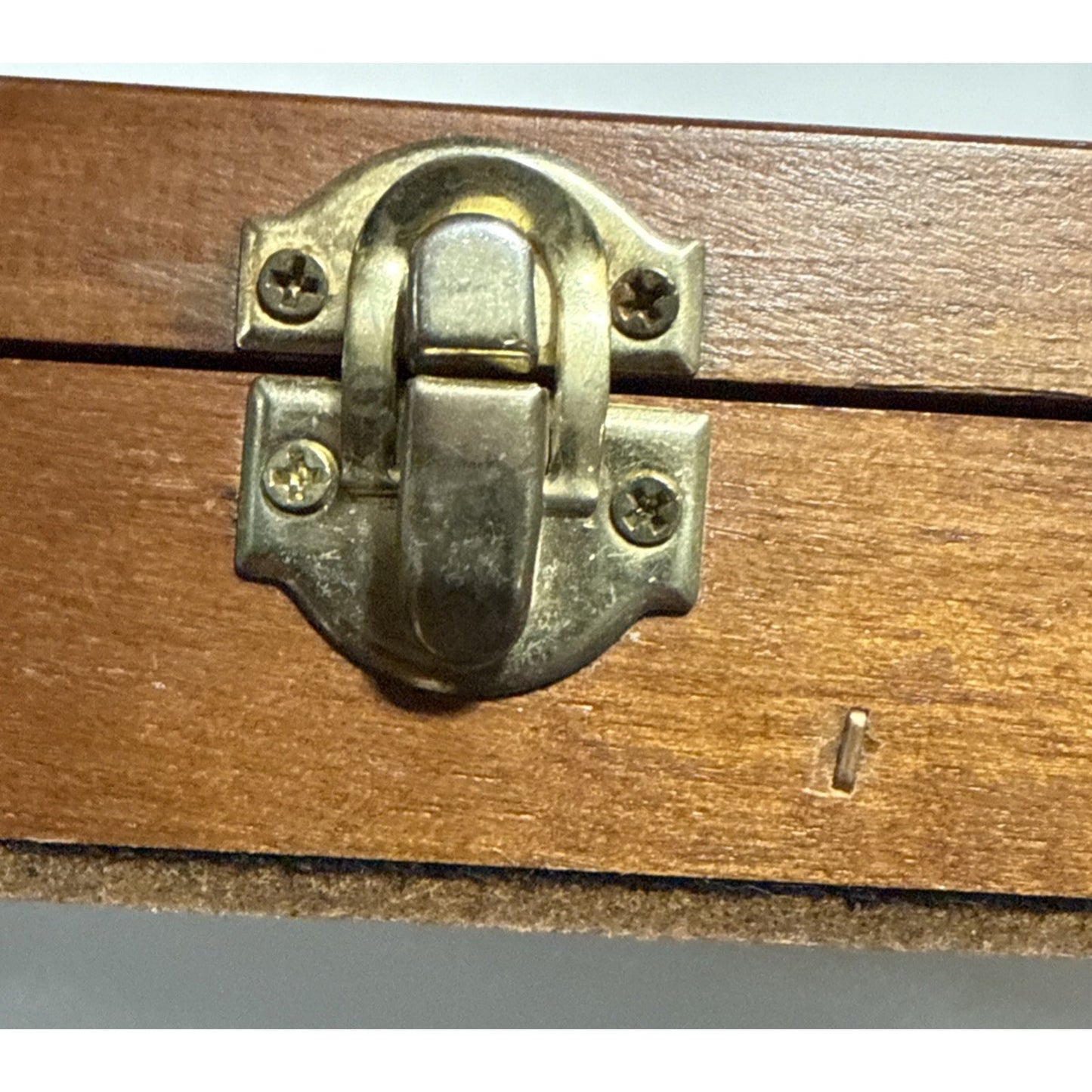 Vtg Wood Cabinet Display Collectible 24 Spoon Case Glass Buckle Clasp Lock As Is