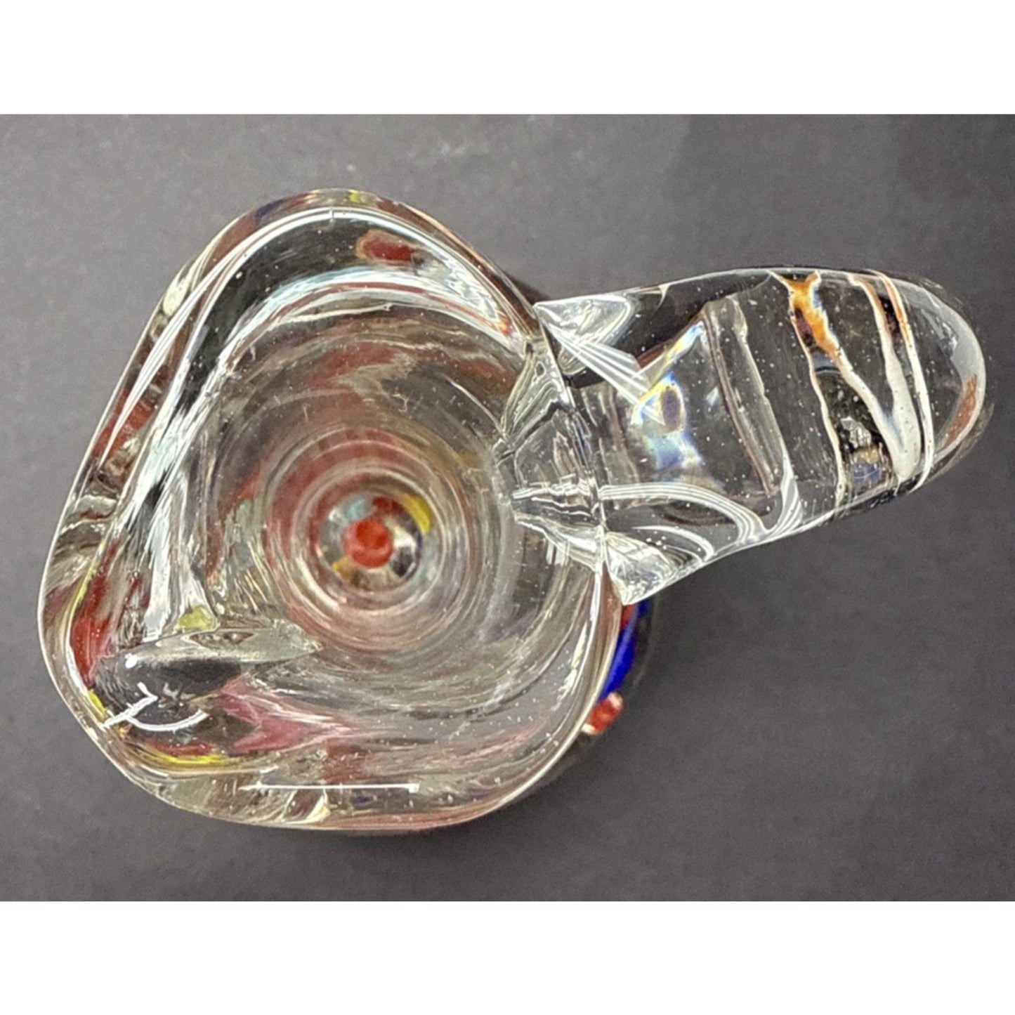 Vtg Marigold Glassware Co Decanter Cruet Blown Glass Flower Paperweight As Is