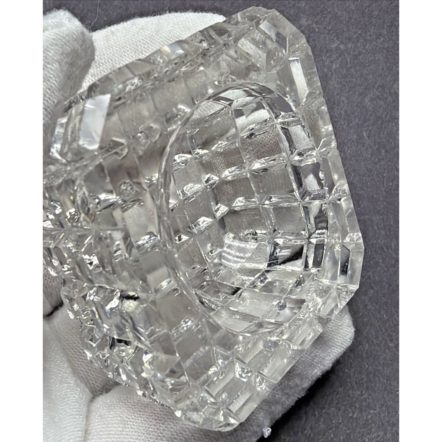 EAPG or ABP Lot of 6 Crystal Glass Square Open Salt Cellar Block Pattern As Is