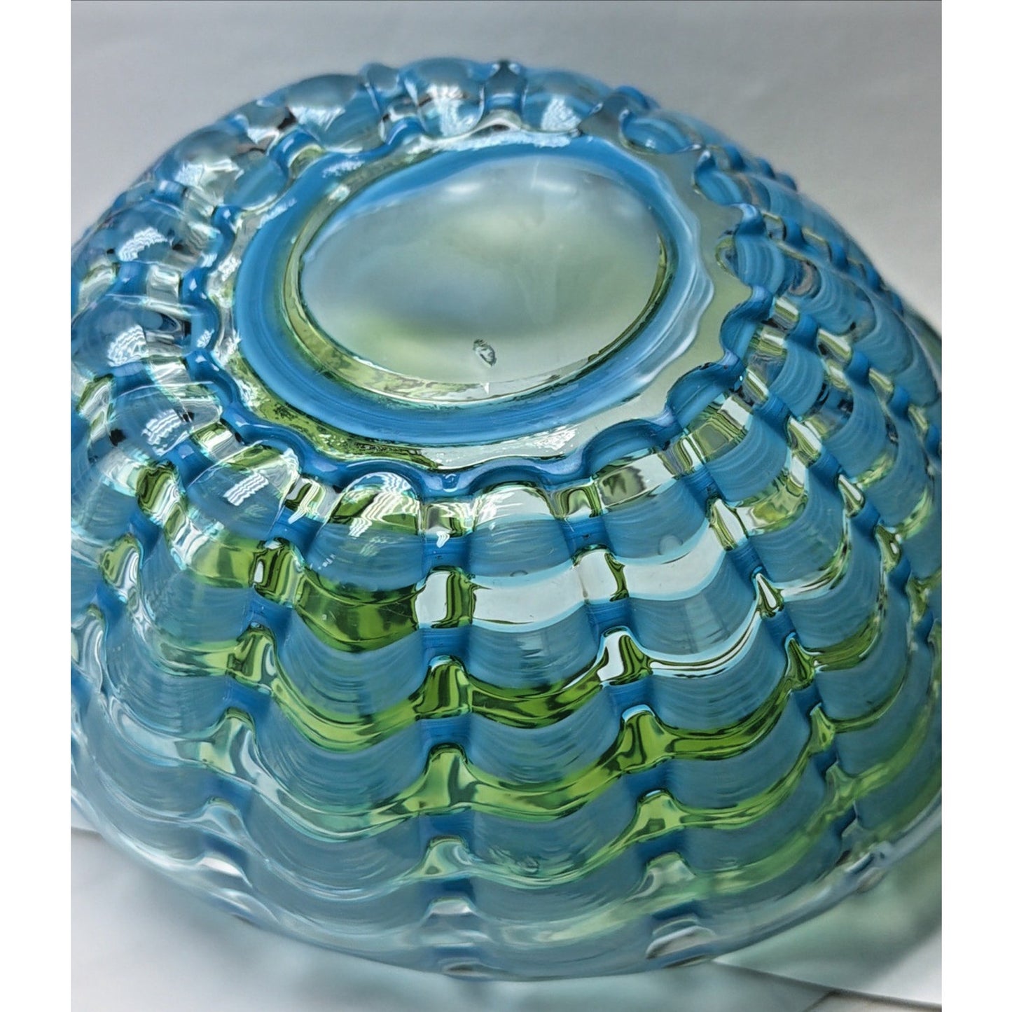 Dale Tiffany Waterfront Hand Blown Art Glass Green Blue Favrille Vase Bowl