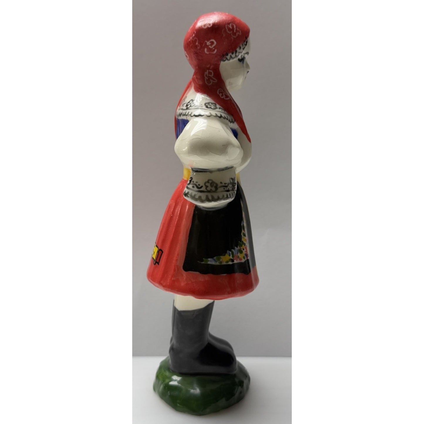 Vintage Czech Bohemia Polish Girl Porcelain Figurine Traditional Dress As Is