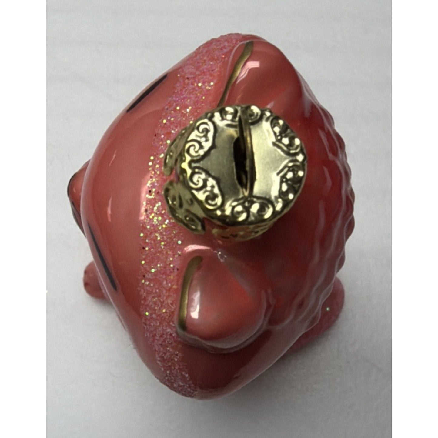 MCM Cody Foster Kitschy Kitten Glass Cat Ornament Coral Glitter