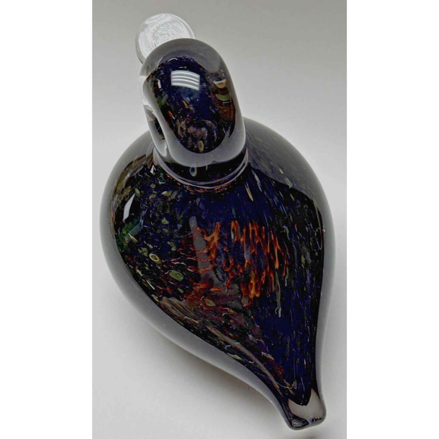 Wedgwood England Crystal Duck Mottled Black Brown Tortoise Glass Figurine Signed