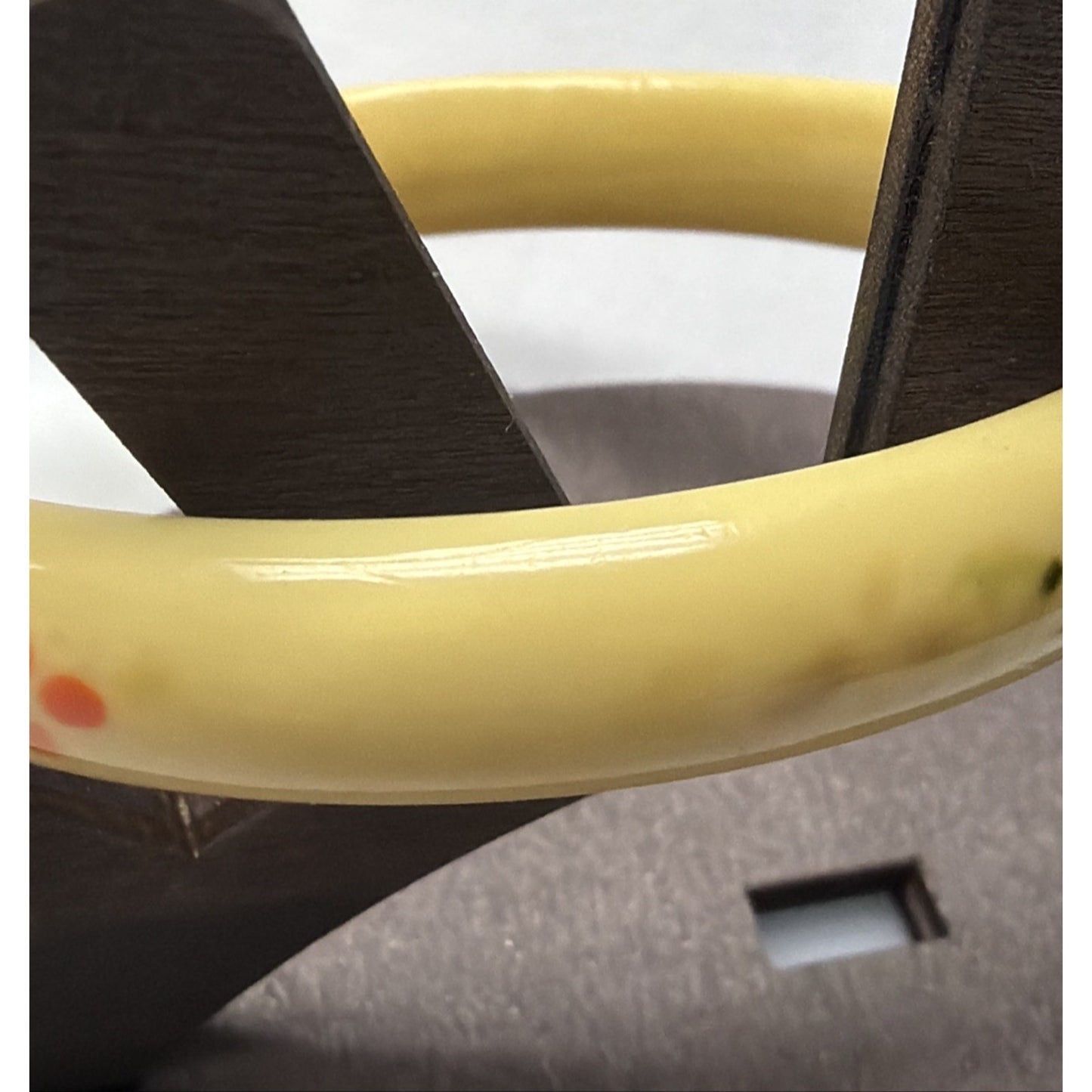 Vintage Bakelite Cream Ivory Painted Bangle Bracelet