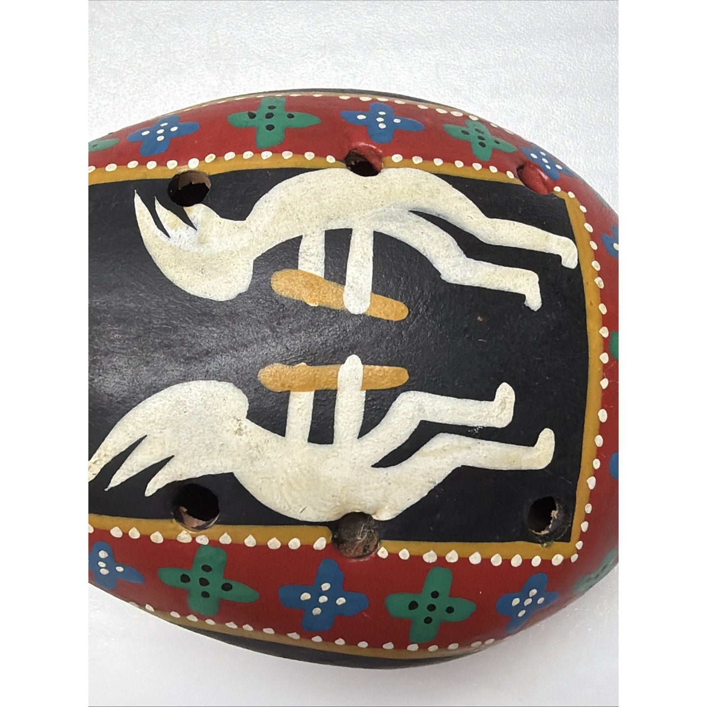 Native Southwest Kokopelli Whistle Hand Painted Clay Ocarina Flute Pendant