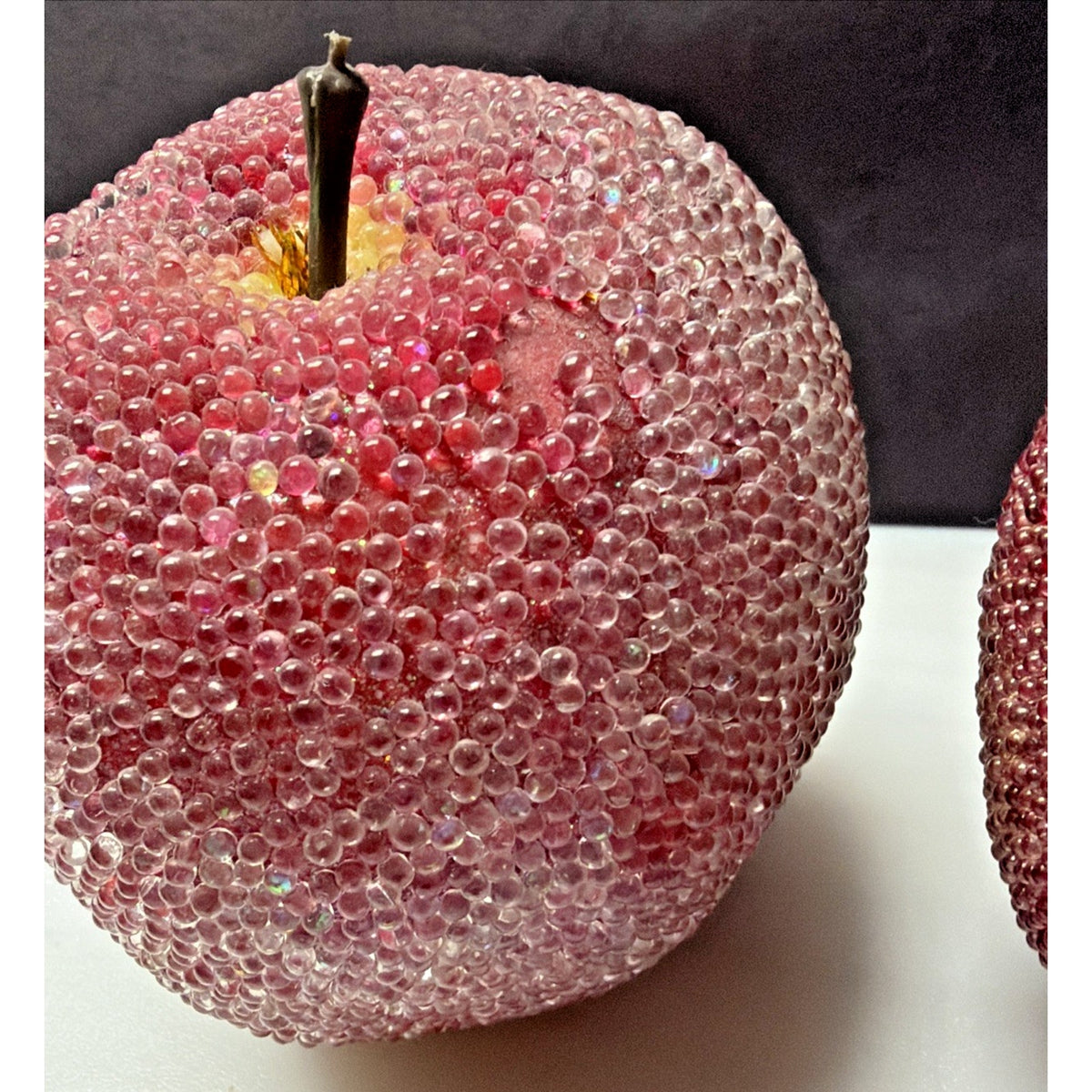 Vintage Lot of 6 Glass Beaded Fruit Apple Pear Pomegranate As Is