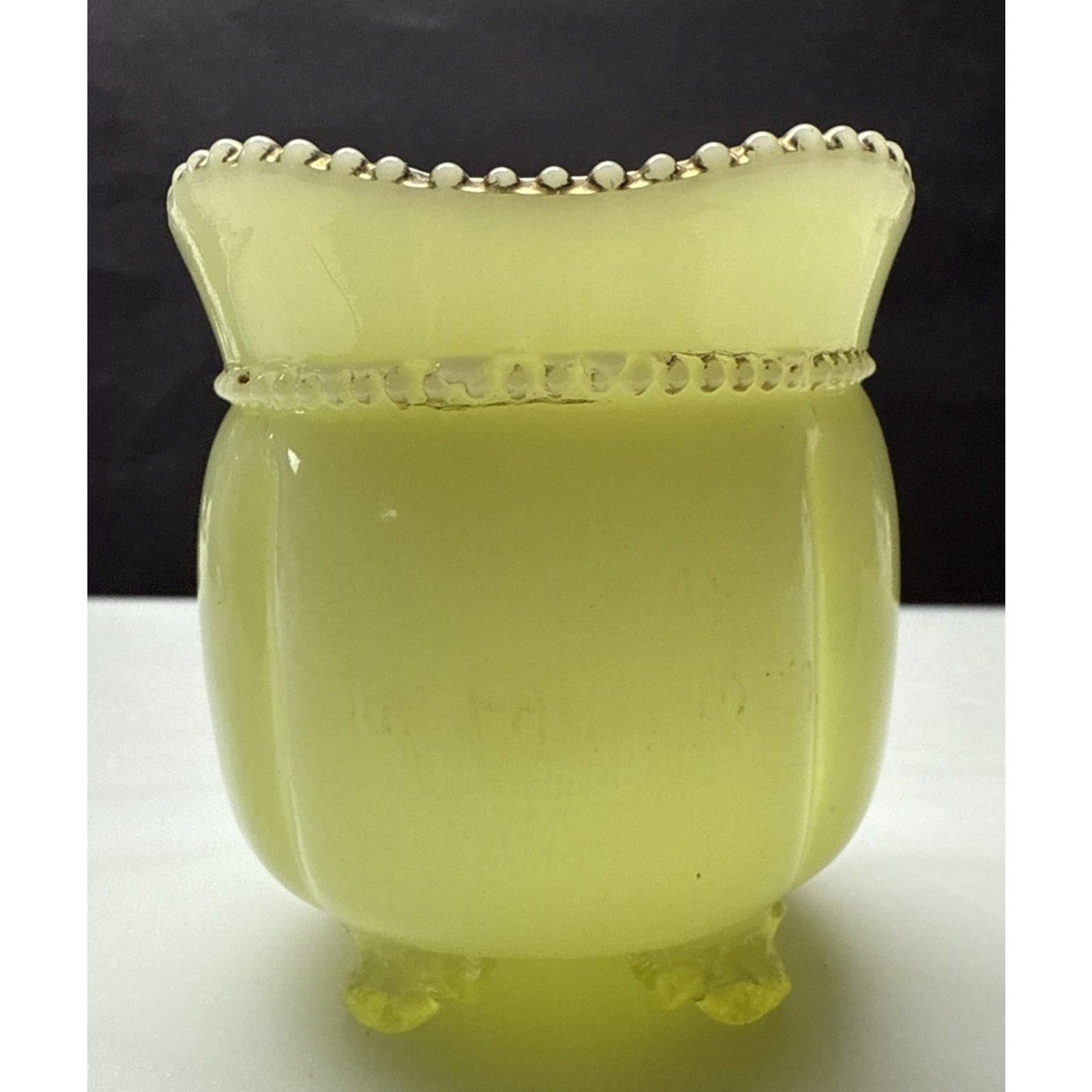 EAPG Tarentum Glass Georgia Gem Opaque Custard Toothpick Matchstick Holder Bead