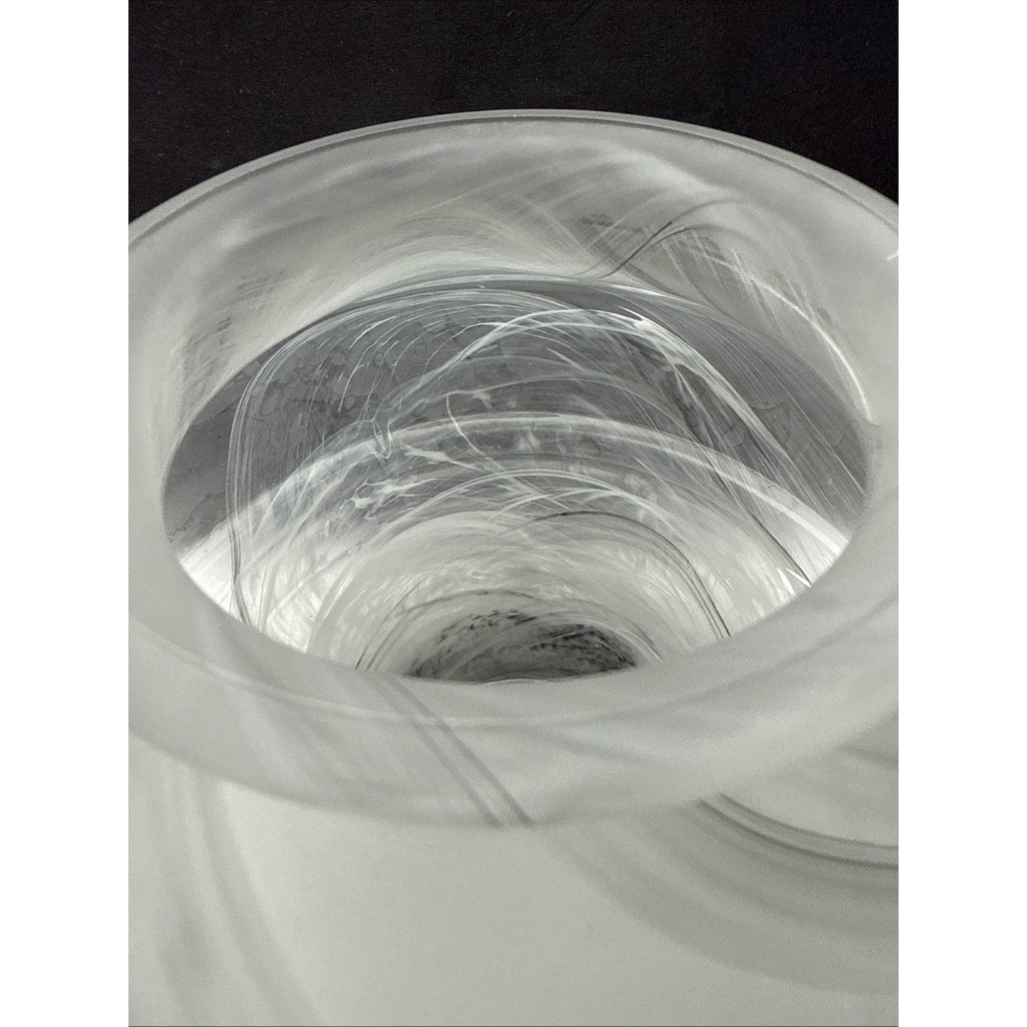 MCM Germany Marble Art Glass Ribbed Vase Smokey Rings Abstract Swirl As Is