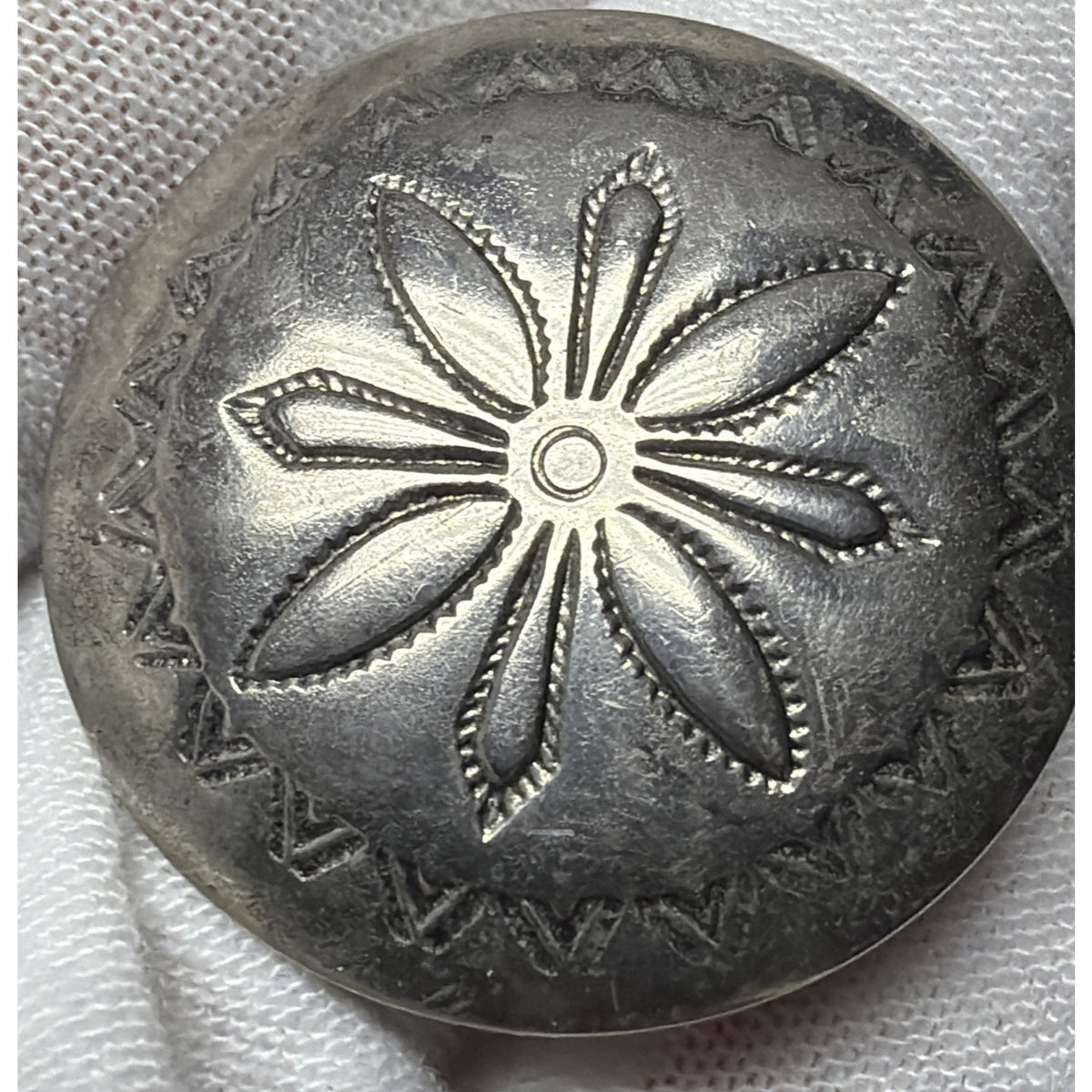 Vintage Native American Nickel Silver Stamped Concho Earrings Round Dome Read