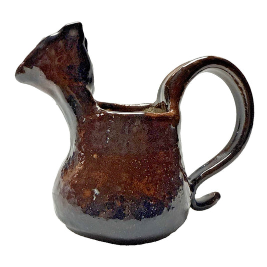 Studio Art Pottery Zoomorphic Clay Glazed Pitcher Mug Handle Signed Mug Spooner