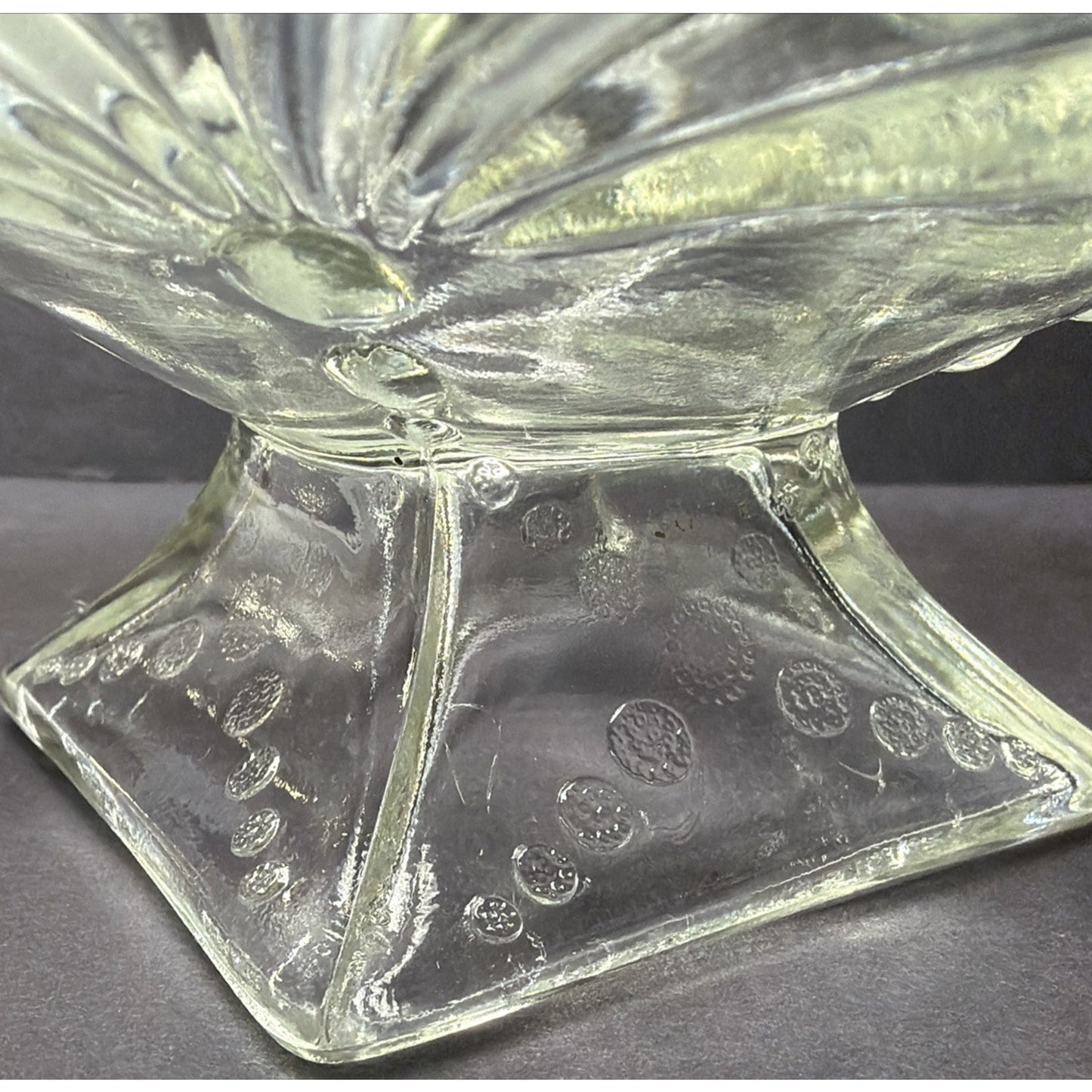 EAPG Jefferson Glass Footed Bowl Beaded Fan 211 Opalescent Ruffled Wavy Rim