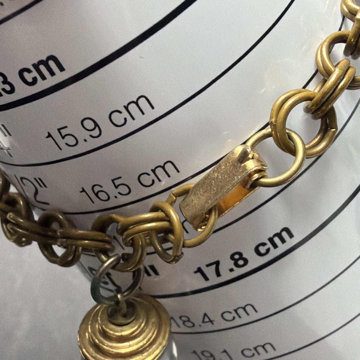 Vintage Lucite Globe Mustard Seed Double Rolo Chain Charm Bracelet