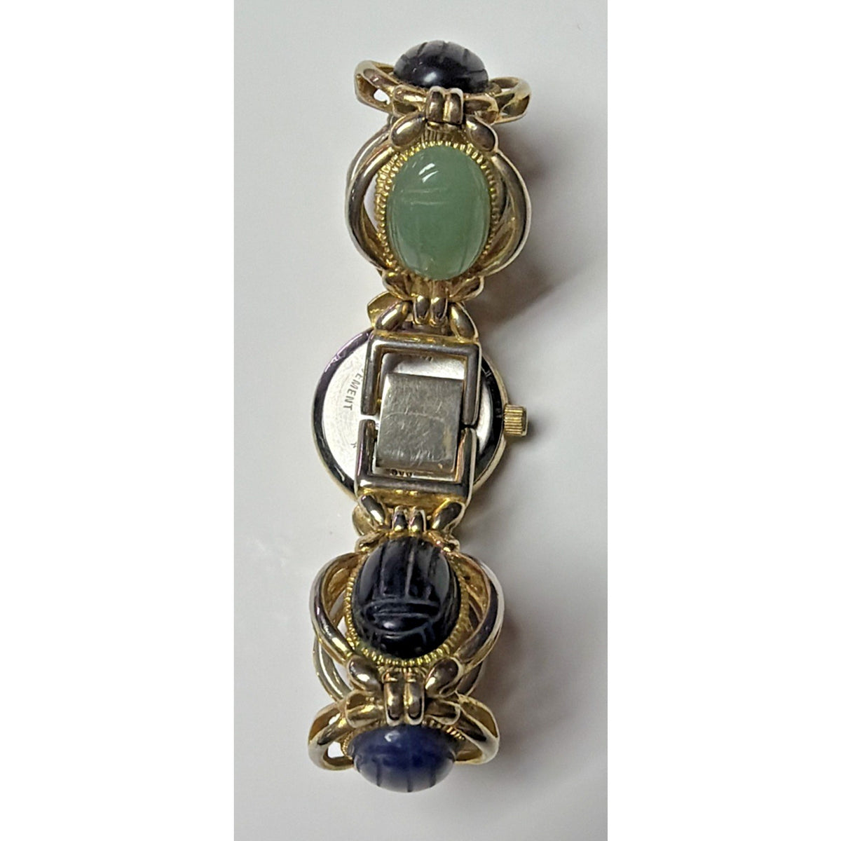Vtg Lafayette Scarab Beetle Watch Bracelet Ladies MOP 22mm Sz 6.5