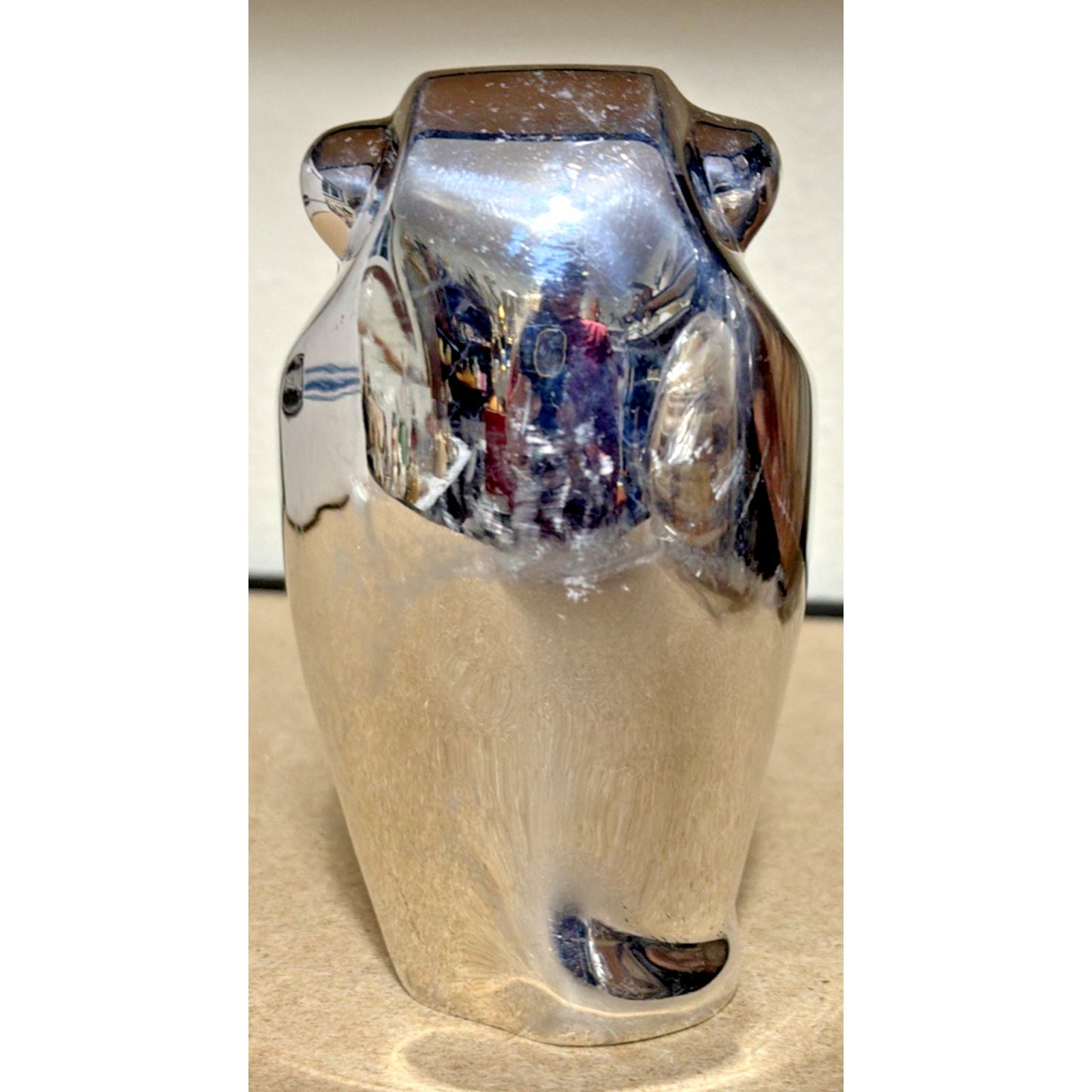 MCM Cast Metal Aluminum Chrome Lion Paperweight Statue Heavy Ornament