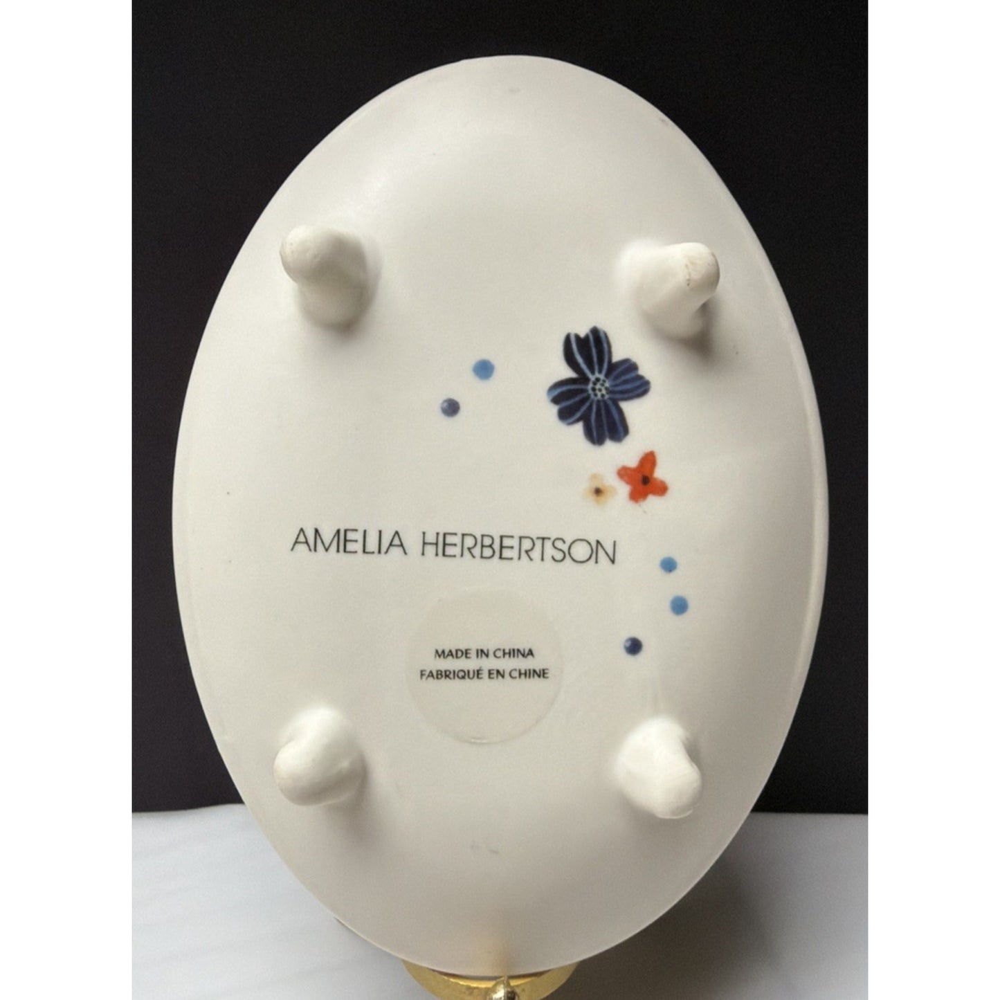 Anthropologie Amelia Herbertson Ceramic Floral Monogram M Footed Soap Dish