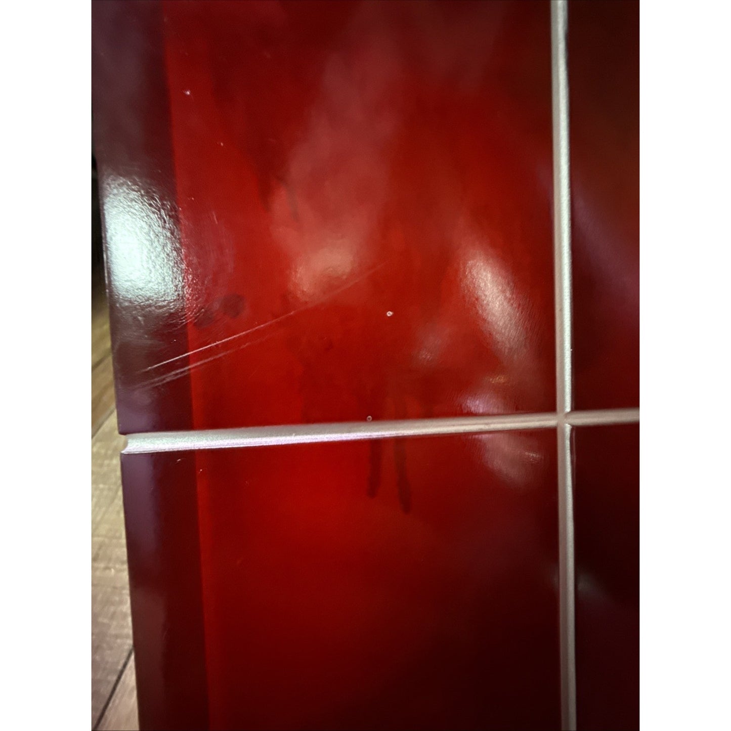 Vintage Modern Geometric Red Lucite Block Acrylic Stacked Lamp Metal Base As Is