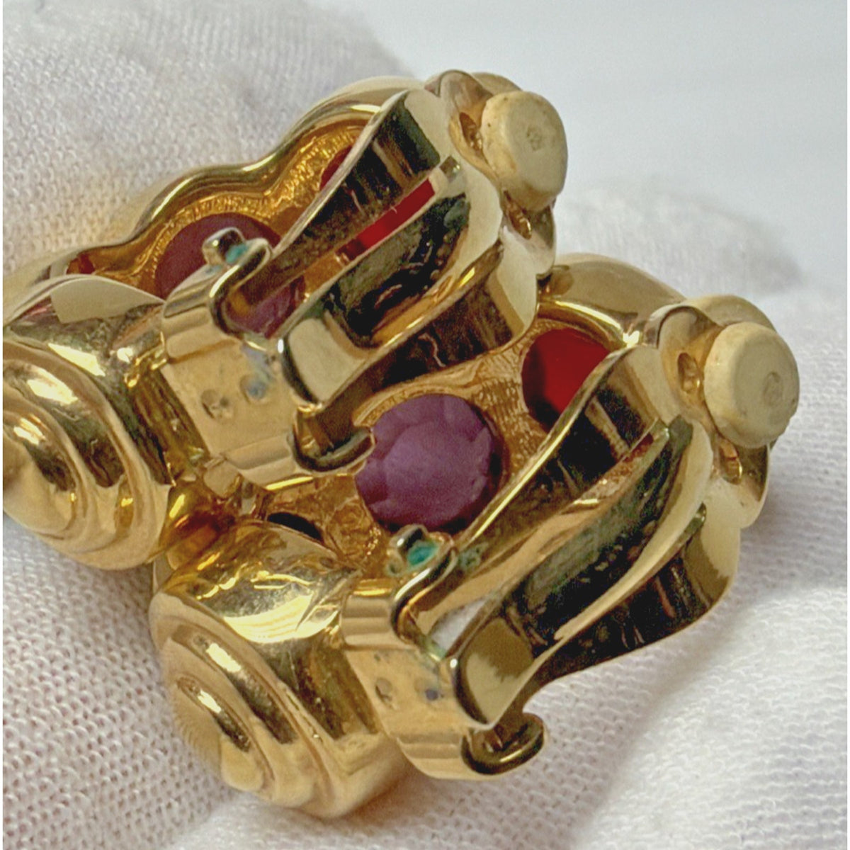 Swarovski Crystal Rhinestone Multi Color Faceted Hoop Clip On Earrings Chunky
