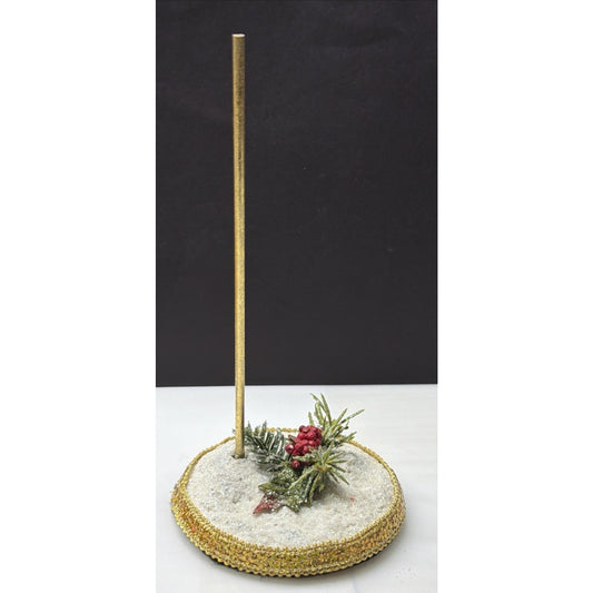 Mark Roberts Snow Base Gold Pole Christmas Ornament Display Stand As Is