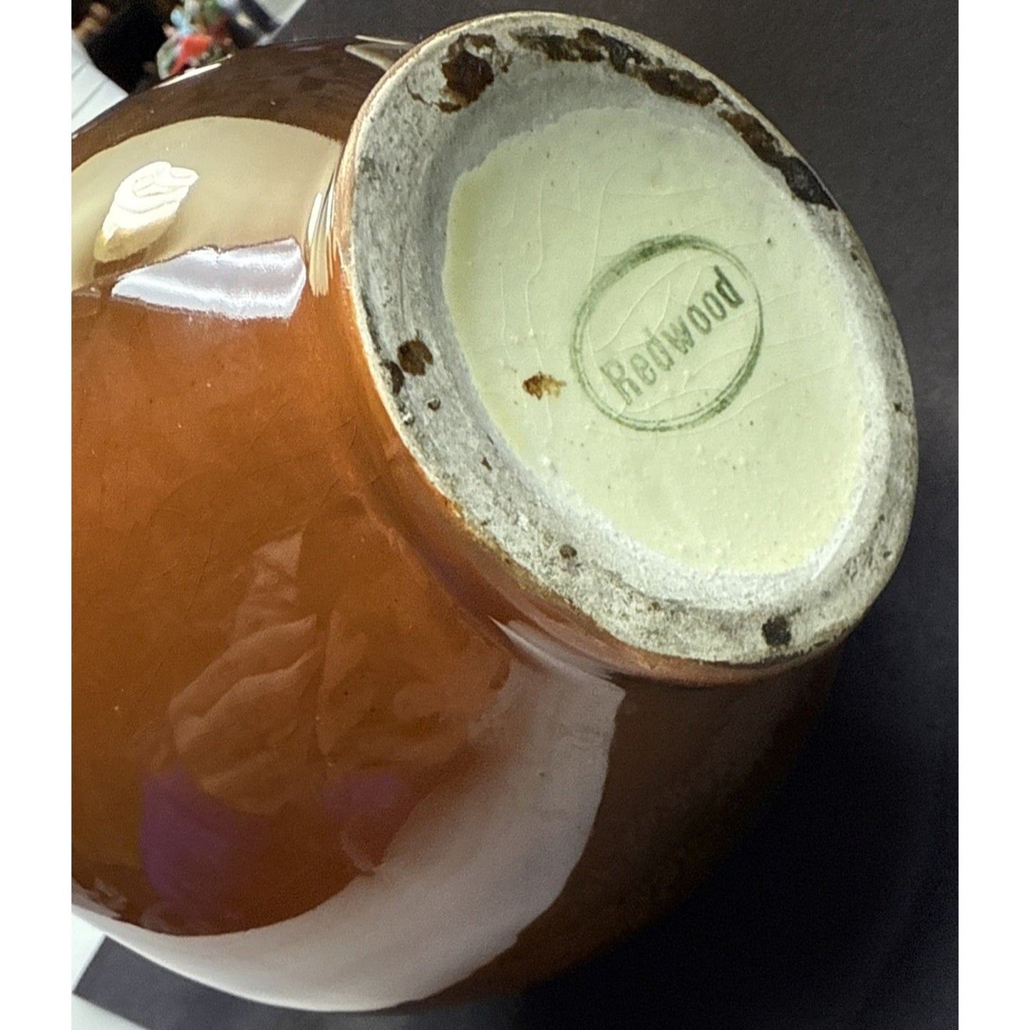 Old Redwood Pottery Glazed Colonial Amphora Vase Double Handle As Is