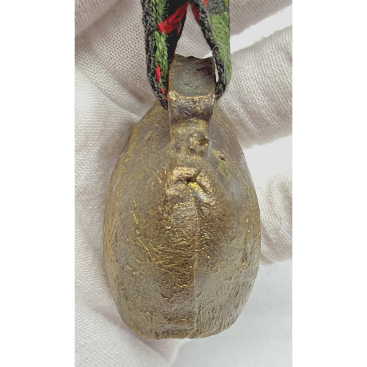 Old Swiss German Forged Cow Goat Bell Heart Embroidered Strap