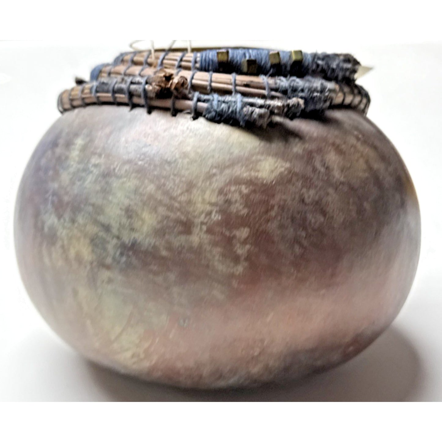 Vintage Phyl Campbell Handmade Gourd Basket Beadwork Signed