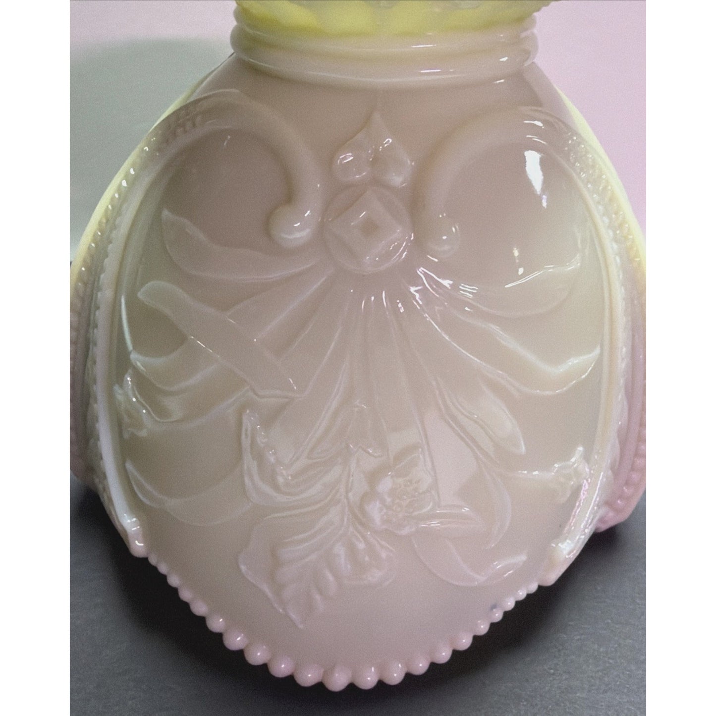 EAPG National Northwood Glass Iris Wild Bouquet Custard Spooner Spill Uranium