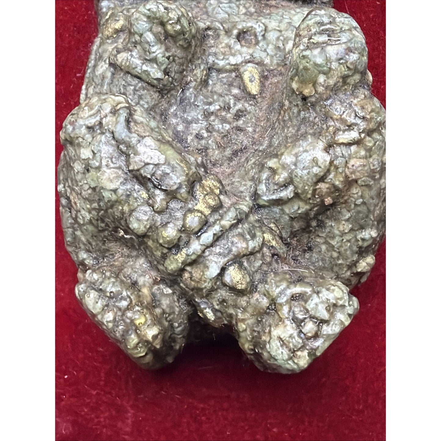 Vintage Aztec Mayan God Crushed Malachite Art Wall Hanging Plaque Wood Velvet