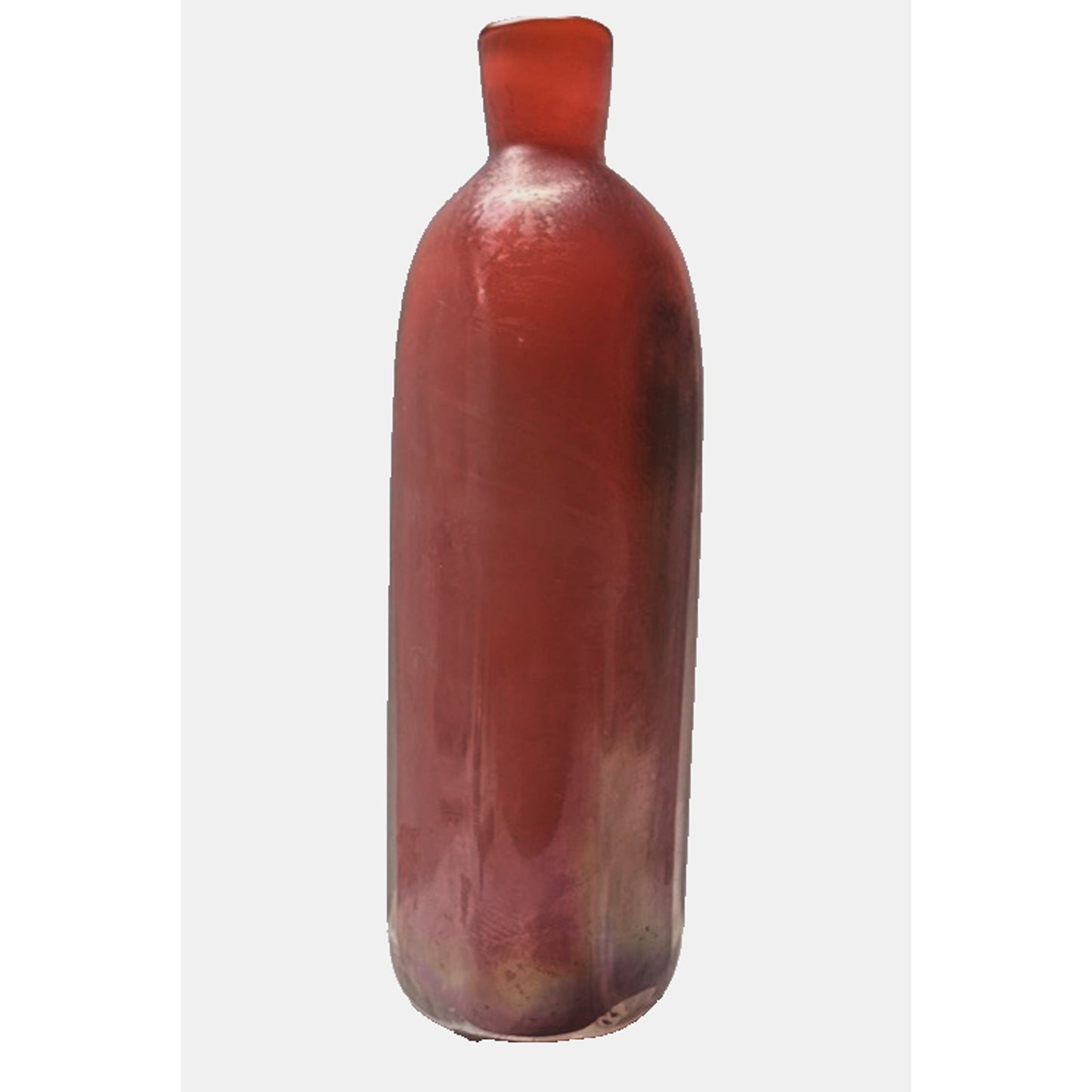 Murano Paolo Venini Velati Bottiglie Incised Triangular Bottle Red Orange As-Is