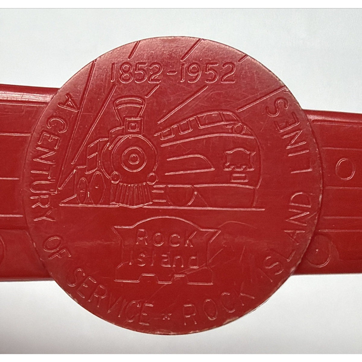 Vintage Rock Island Lines Letter Opener Century Of Service Train Red 1852 1952