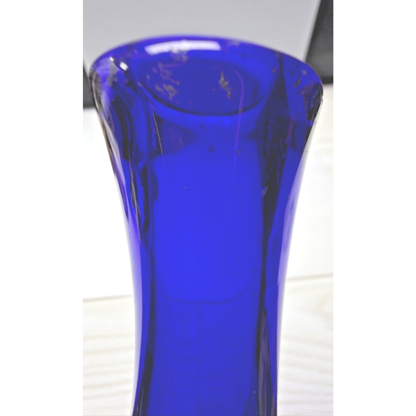 Vintage Cobalt Blue Glass Bent Long Goose Neck Bottle Decanter Vase As Is
