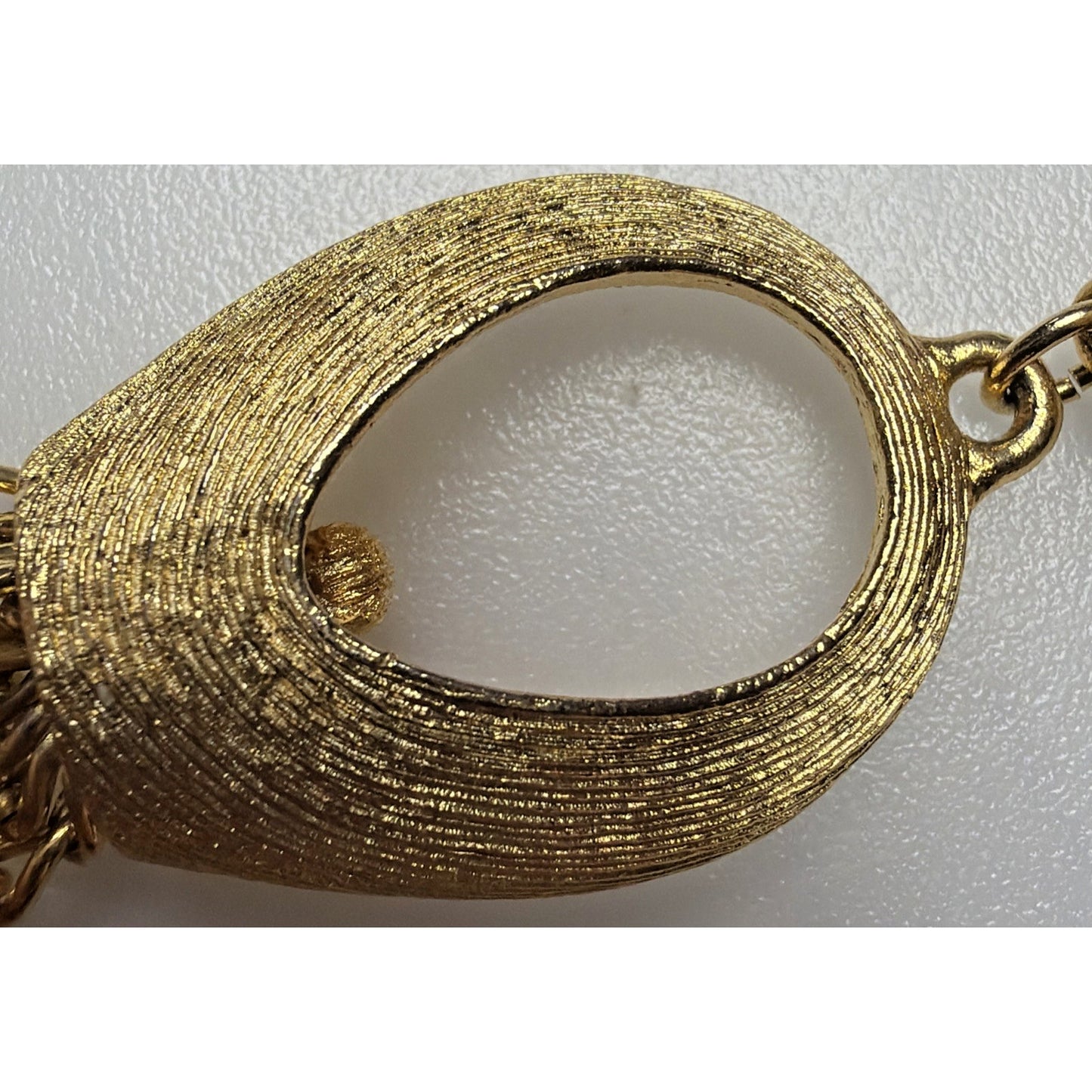 Vintage Gold Tone Brushed Leaf Waterfall Pendant Tassel Necklace