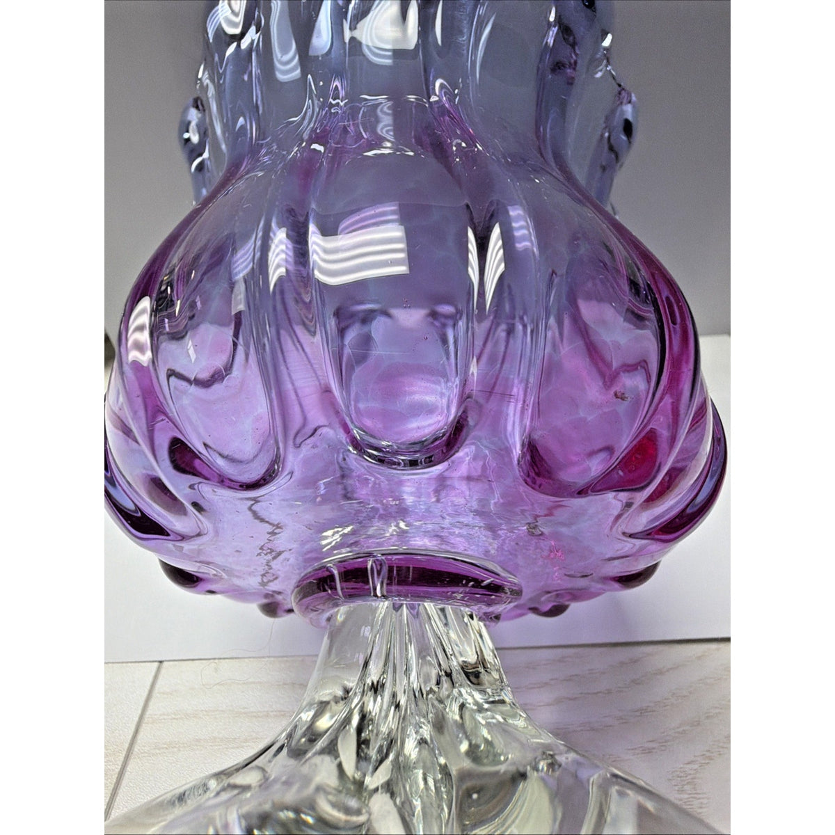MCM Chribska Josef Hospodka Gradient Art Glass Vase Footed Mottled Purple Blue