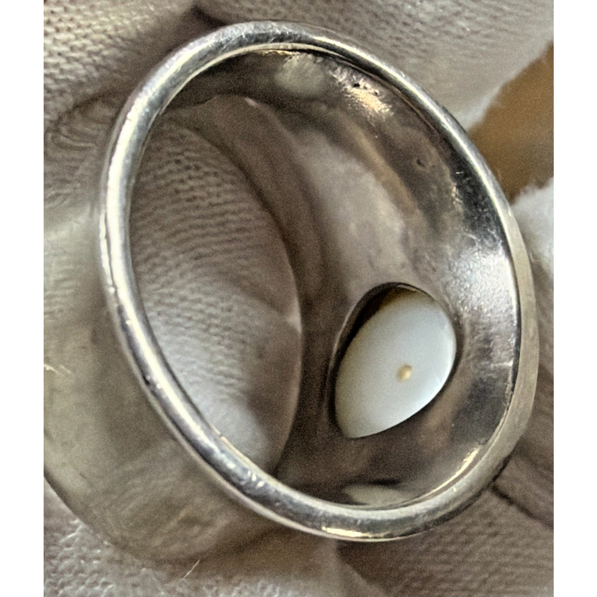 Italy Sterling Silver 18kt Gold Ring 9.5-10mm Pearl Wide Band Sz 7 Read