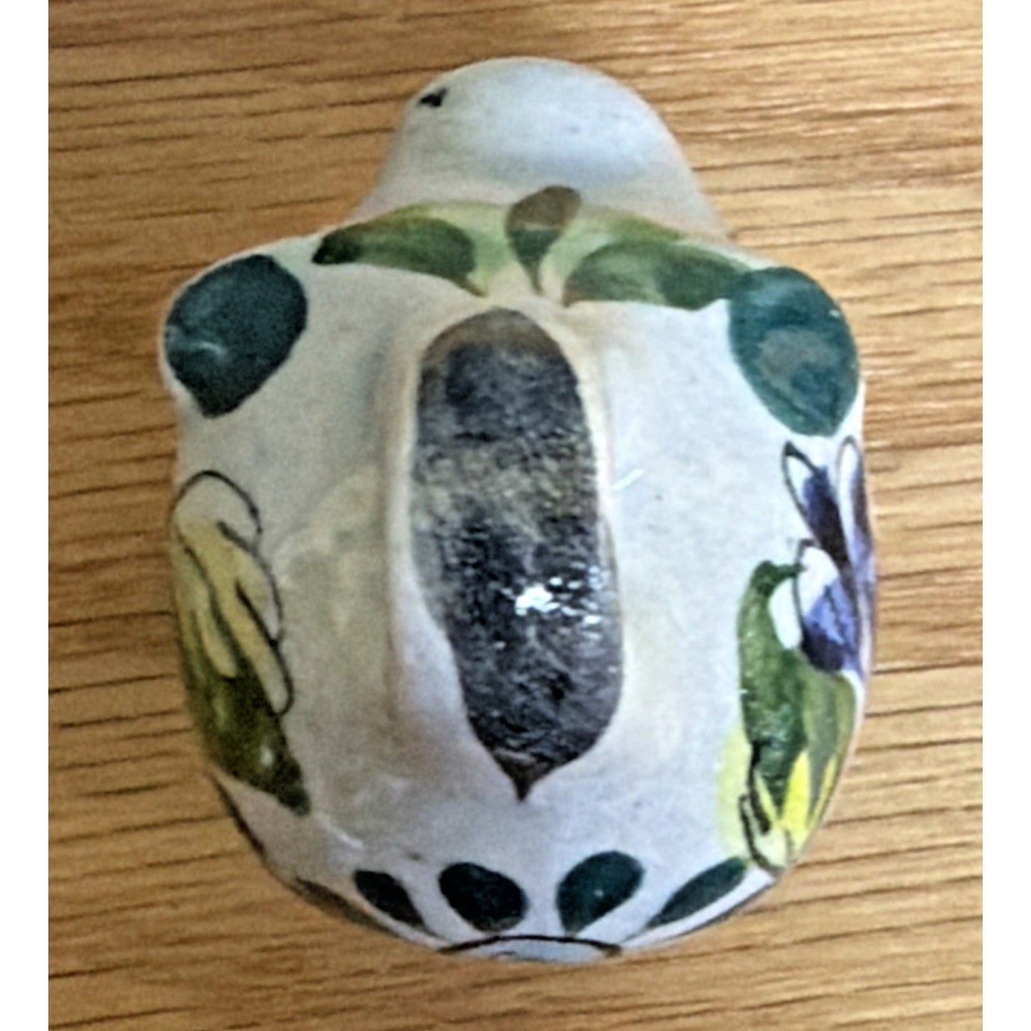 Vintage Mexican Tonala Pottery Mini Pig Hand Painted Glazed Floral Signed As Is