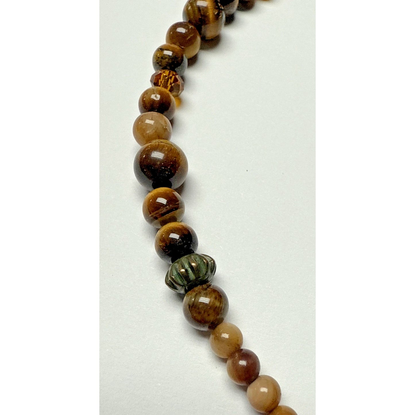 Vintage Tiger Eye Graduated Bead Collar Necklace Large Disc Toggle Layered As Is