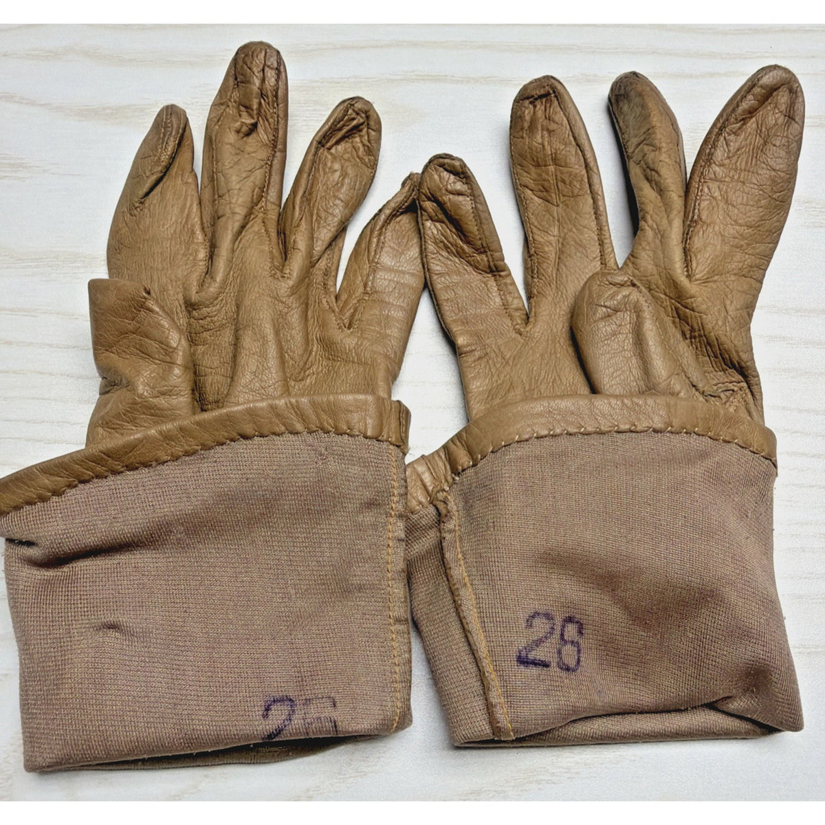 Vintage Womens Astor One Italy Tan Leather Gloves Silk Lined Long As Is Sz 7.5
