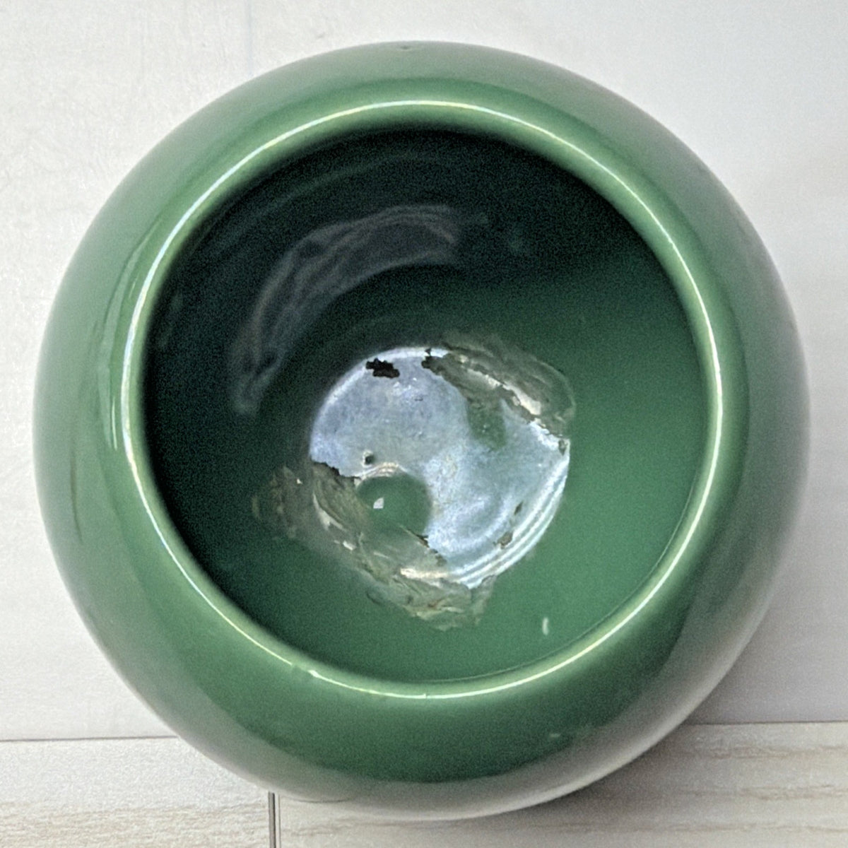 MCM Haeger Pottery Orb Spherical Ball Planter Vase As Is Green
