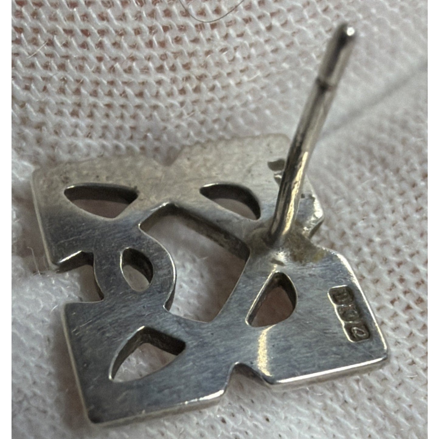 Vtg Dublin Ireland Celtic Stud Earrings Cut Out Square Sterling Signed No Backs