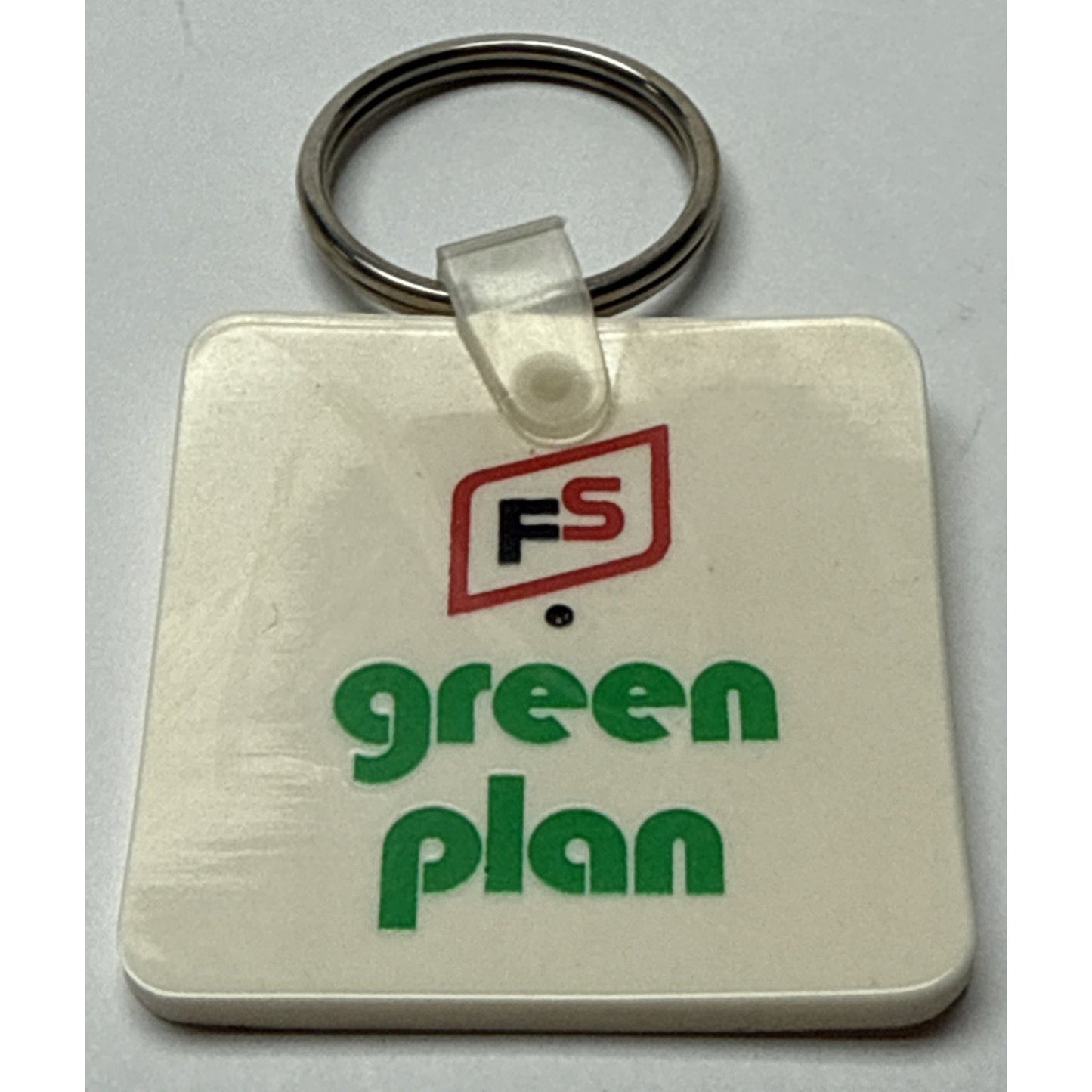 Vintage FS Seed Company Green Plan Farming Keychain Key Ring Rubber Vinyl