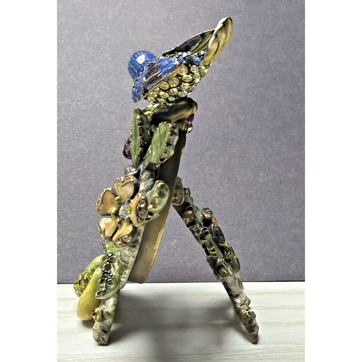 Jay Strongwater Skylar Mini Frame Bird Floral Enamel Swarovski Crystal As Is