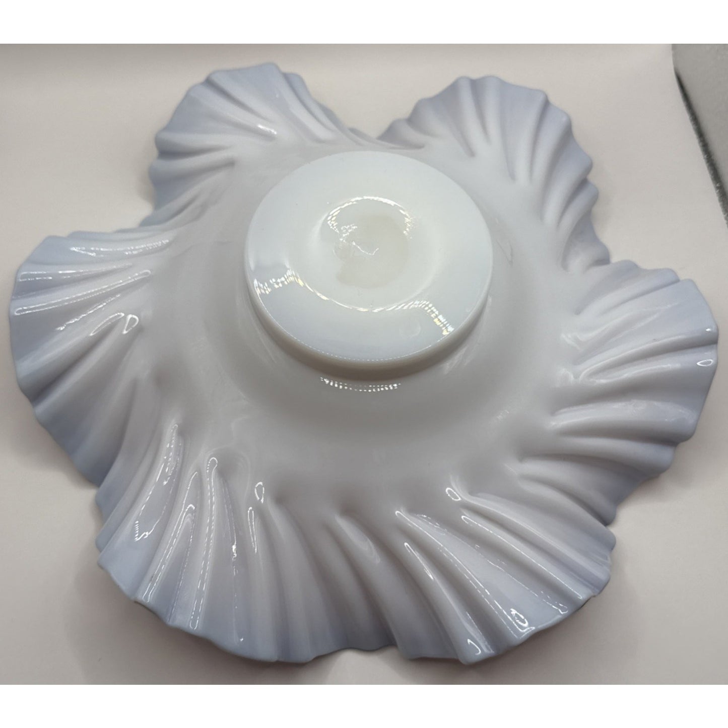 Victorian Brides Basket Bowl Purple Ruffled Wavy Rim Opalescent Glass