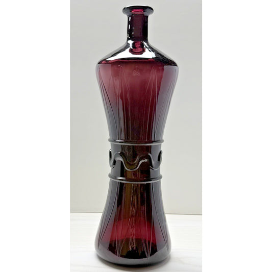 MCM Italy Empoli Glass Genie Bottle Decanter Purple Amethyst No Stopper As Is