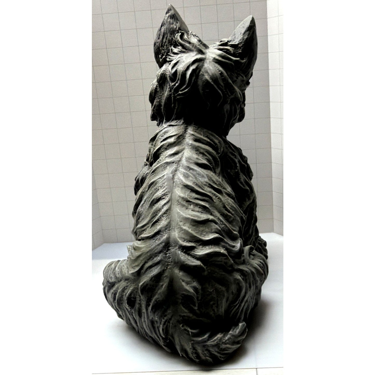 Westie Cairn Terrier Dog Outdoor Statue Large Resin Stone Grey As Is