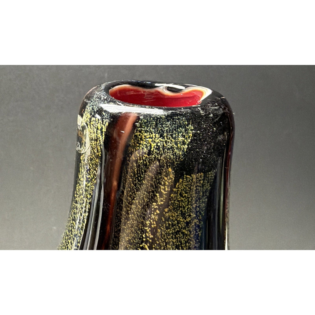 Vintage Murano Glassware Art Glass Vase Abstract Sommerso Aventurine Confetti