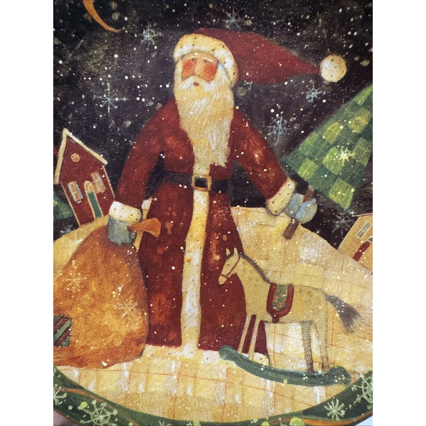 Vtg Lot of 4 Susan Winget Old World Santa Father Christmas Dessert Plate 8" Box